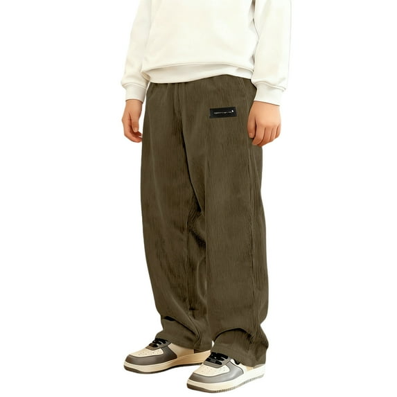 Kiijoy Toddler Boys Corduroy Pants Casual Baggy Straight Leg Trousers for Kids, Sizes 5-16
