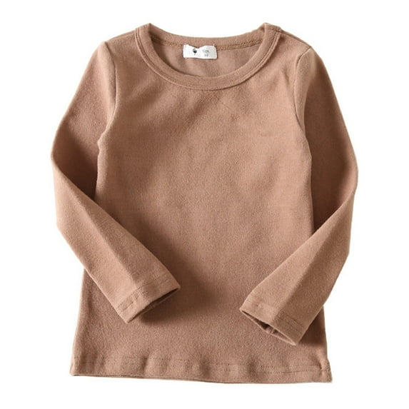 Kiijoy Toddler Boys Cotton Long Sleeve T-Shirt Unisex Casual Solid Basic T Shirt, Sizes 1-12