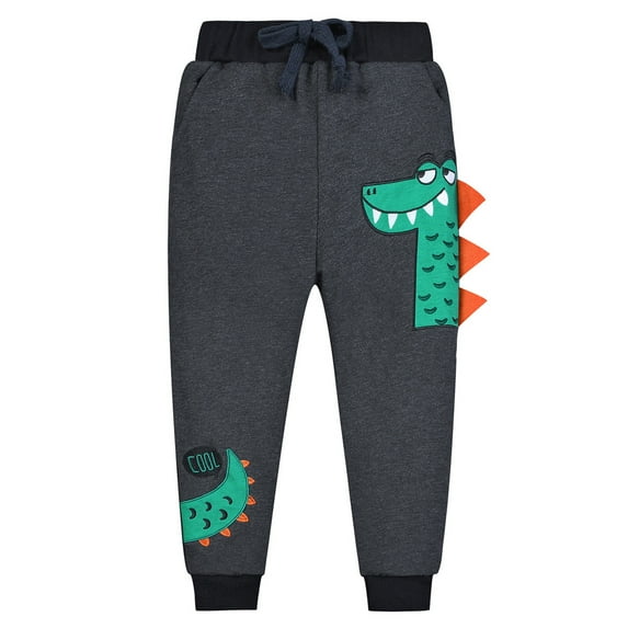Kiijoy Toddler Boys Cotton Sweatpants Cartoon Print Casual Active Jogger Pants, Sizes 3-4