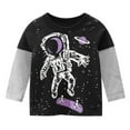thumbnail image 1 of Kiijoy Toddler Boys Cotton T-Shirt Casual Astronaut Graphic Long Sleeve Tshirt, Black, 4-5 Years, 1 of 5