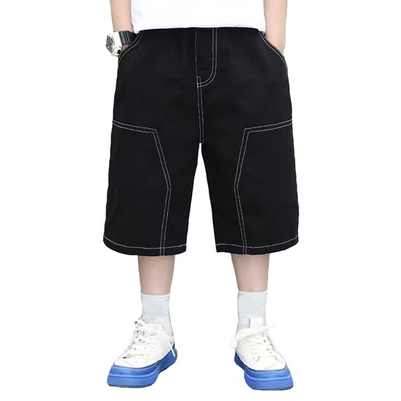 Kiijoy Toddler Boys Denim Shorts Casual Stretch Loose Straight Leg Jean Shorts, Sizes 4-14