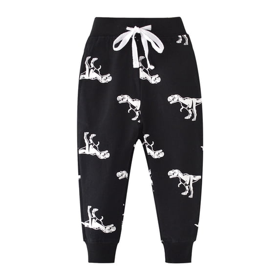 Kiijoy Toddler Boys Dinosaur Print Jogger Pants Casual Sports Knit Sweatpants, Sizes 1-7