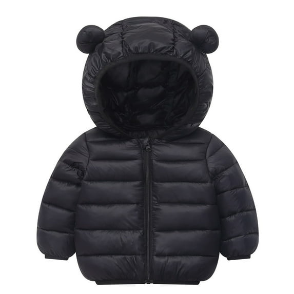 Kiijoy Toddler Boys Padded Coat Winter Bear Ears Hooded Puffer Jacket Outerwear, Sizes 3-4