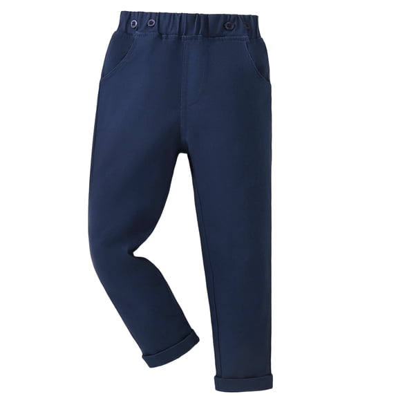 Kiijoy Toddler Boys Elastic Waist Dress Pants Casual School Uniform Pants Trousers, Navy