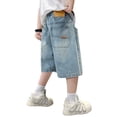 thumbnail image 1 of Kiijoy Toddler Boys Elastic Waist Jean Shorts Casual Baggy Knee-Length Denim Shorts, Sizes 4-5T, 1 of 8