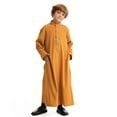 thumbnail image 1 of Kiijoy Toddler Boys Embroidery Thobe Loose Long Sleeve Kaftan Robe with Pocket, Sizes 3-4, 1 of 8