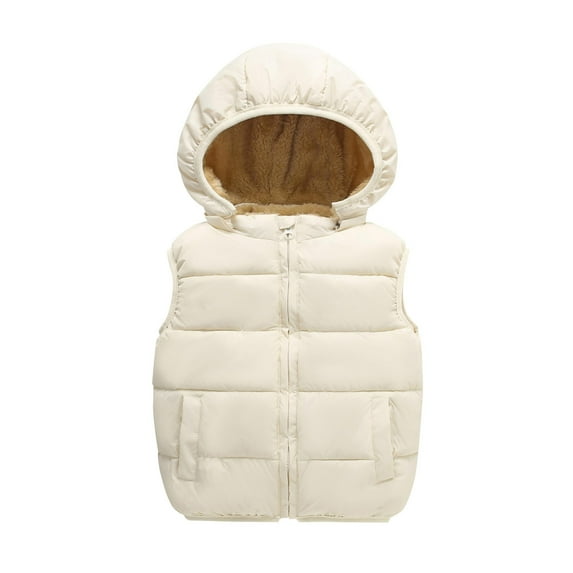 Kiijoy Toddler Boys Puffer Vest Solid Color Sleeveless Hooded Jacket, Sizes 2-3