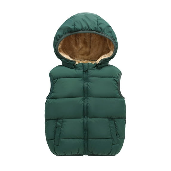 Kiijoy Toddler Boys Puffer Vest Solid Color Sleeveless Hooded Jacket, Sizes 4-5