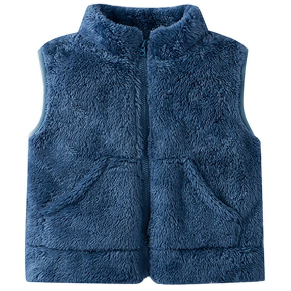 Kiijoy Toddler Girls Flecee Vest Soft Cozy Sleeveless Jacket Kids Solid Zip Up Thermal Vest