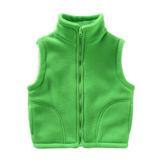 Kiijoy Toddler Boys Fleece Winter Vest Stand Up Collar Zipper Sleeveless Jacket, Sizes 3-4