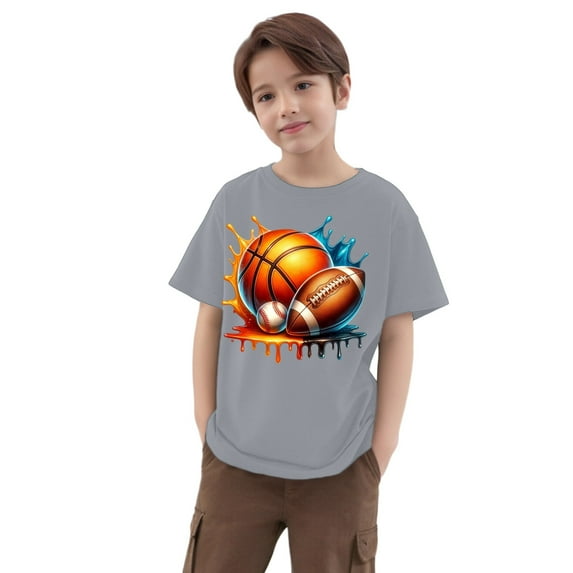 Kiijoy Toddler Boys Football Graphic Tee Casual Active Short Sleeve T Shirt, Sizes 2-3