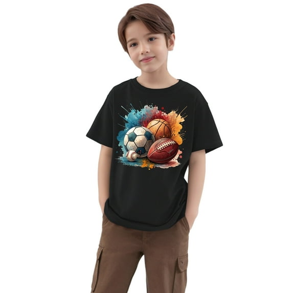 Kiijoy Toddler Boys Football Graphic Tee Casual Active Short Sleeve T Shirt, Sizes 3-4