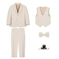 thumbnail image 1 of Kiijoy Toddler Boys Formal Suit Wedding Party Solid Suit Jacket Vest Pants Bow-Tie 4Pc Set, 1 of 4