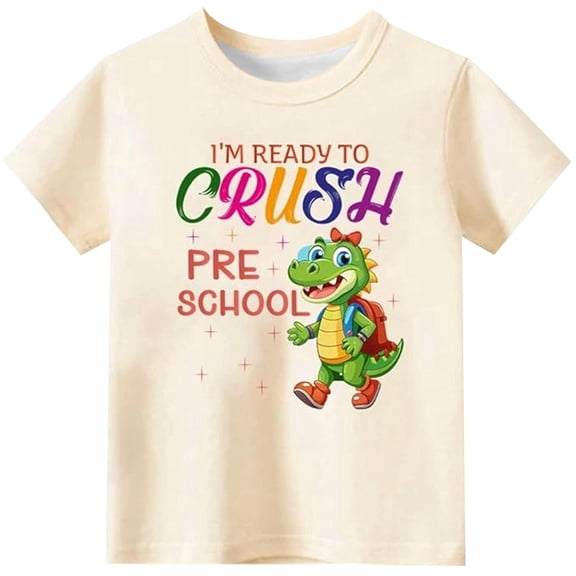 Kiijoy Toddler Boys Graphic Tee Back-To-School Short Sleeve T Shirt for Kids, Sizes 1-2