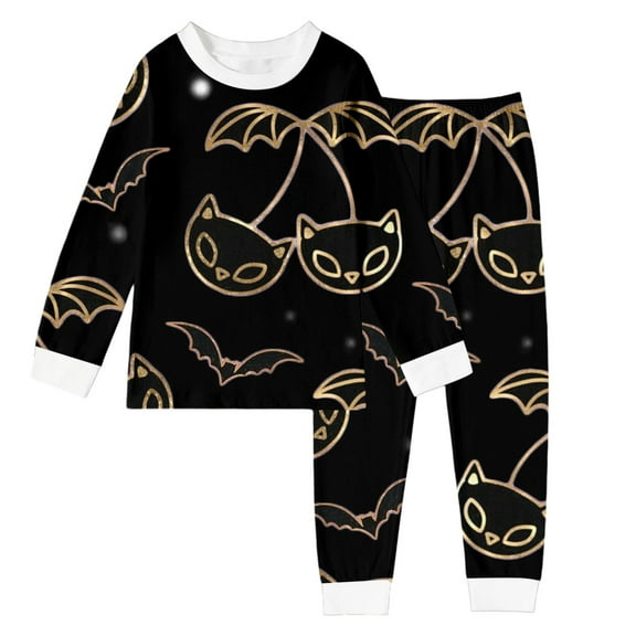 Kiijoy Toddler Boys Halloween Pajama Set Bat Long Sleeve Top Pants Sleepwear, Sizes 2-3T