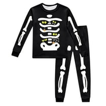 Kiijoy Toddler Boys Halloween Skeleton Print Sweatshirt Sweatpants Outfits Set, Sizes 2-3
