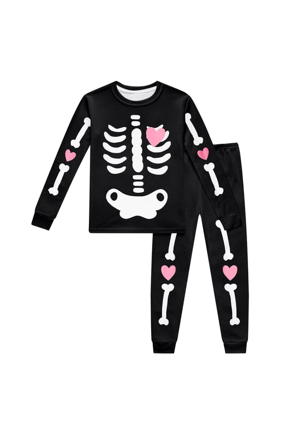 Toddler Boys Halloween Skeleton Print Sweatshirt and Sweatpants Outfits, Sizes 2-3