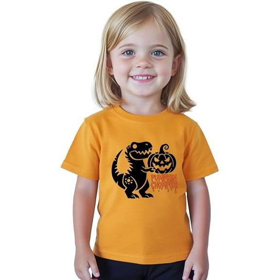 Kiijoy Toddler Boys Halloween T-Shirt Pumpkin Dinosaur Short Sleeve T Shirt, Sizes 2-3