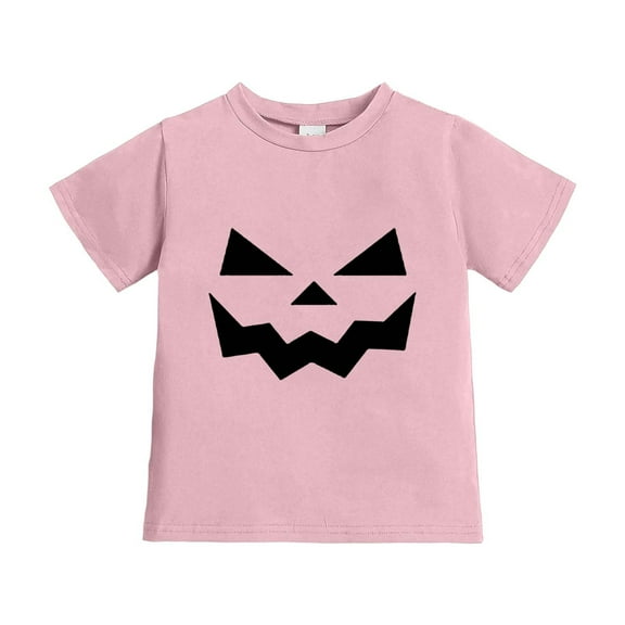 Kiijoy Toddler Boys Halloween T Shirt Pumpkin Face Short Sleeve Graphic Tee, Sizes 3-4