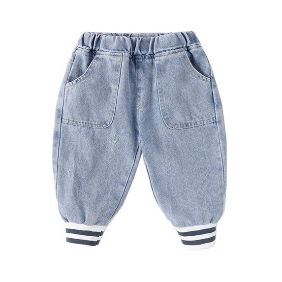 Kiijoy Toddler Boys High Rise Baggy Jeans Kids Casual Pull On Denim Pants, Sizes 2-3