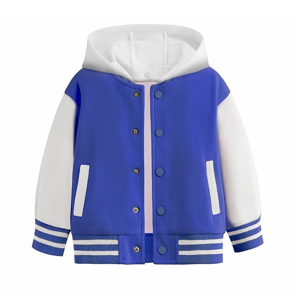 Kiijoy Toddler Boys Hooded Baseball Jacket Color Block Varsity Active Hoodie, Sizes 3-4