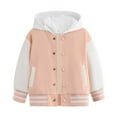 thumbnail image 1 of Kiijoy Toddler Boys Hooded Baseball Jacket Warm Color Block Sweatshirt Winter Coat, 1 of 8