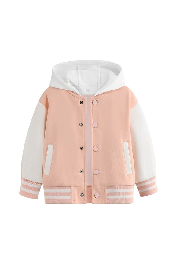 Toddler Boys Hooded Baseball Jacket Color Block Varsity Active Hoodie, Sizes 2-3