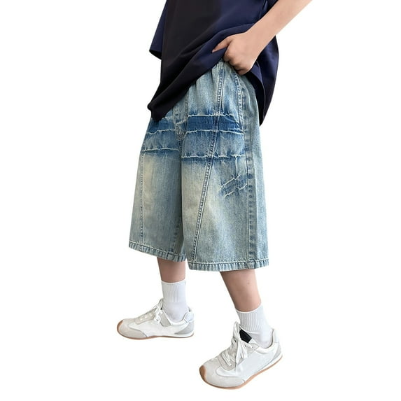 Kiijoy Toddler Boys Jorts Denim Shorts Texture Elastic Waist Jean Shorts Streetwear