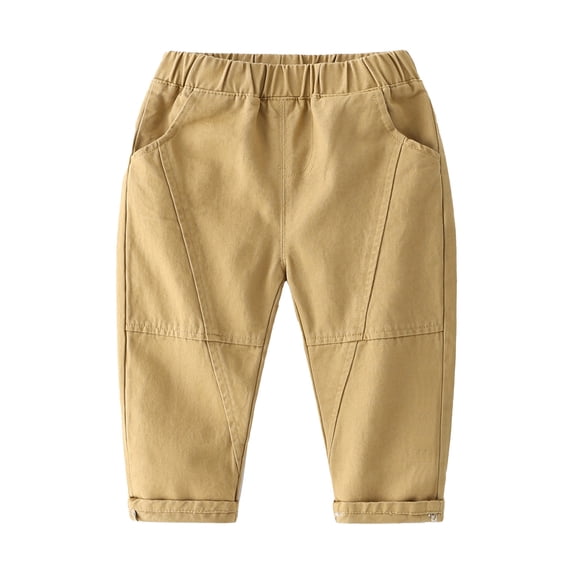 Kiijoy Toddler Boys Khaki Pants Casual Pull On Relaxed Fit Pants Kids Trousers, Khaki