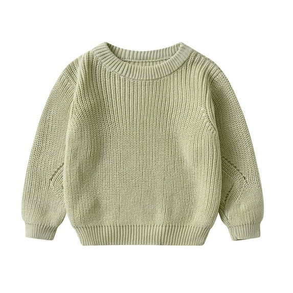 Kiijoy Toddler Boys Knit Sweater Solid Color Crew Neck Pullover Sweatshirt, Sizes 4-5