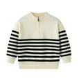 thumbnail image 1 of Kiijoy Toddler Boys Knitted Sweater Half Zip Striped Long Sleeve Pullover Top, Sizes 3-4, 1 of 5