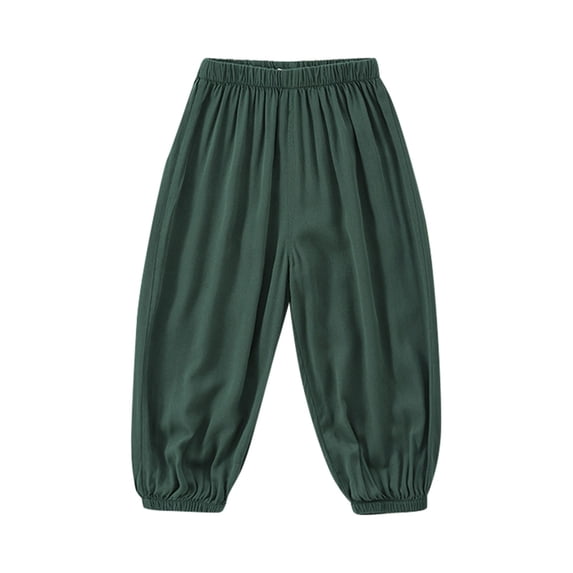 Kiijoy Toddler Boys Linen Harem Pants Summer Bloomers Breathable Loose Trousers, Sizes 4-5