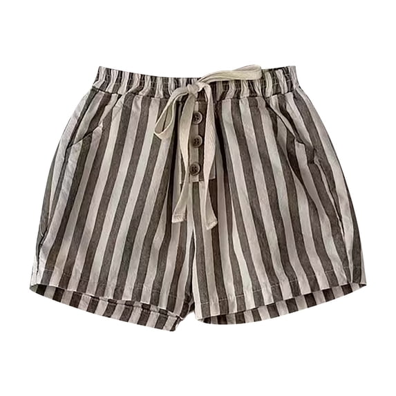 Kiijoy Toddler Boys Linen Striped Shorts Casual Elastic Waist Drawstring Shorts, Sizes 6M-5T