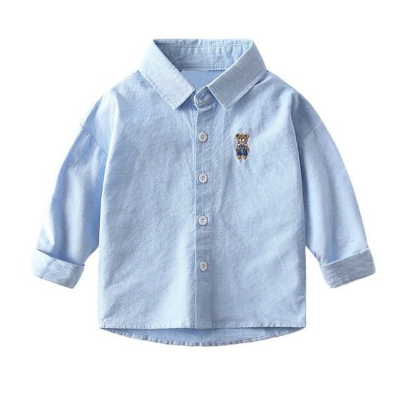 Kiijoy Toddler Boys Long Sleeve Button-Down Shirt Fall Kids Casual Shirt, Sizes 4-5