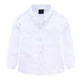 thumbnail image 1 of Kiijoy Toddler Boys Long Sleeve Button-Down White Shirt Formal Dress Shirt Top, White, 3-4 Years, 1 of 8
