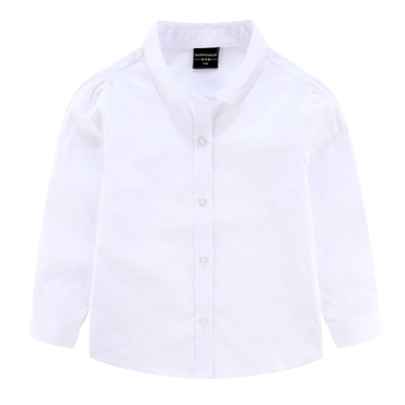 Little Girls White Formal Shirt Long Sleeve Button-Down Dress Shirt ...