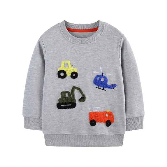 Kiijoy Toddler Boys Long Sleeve Sweatshirt Spring Fall Crewneck Pullover Top, Grey, 2-3 Years