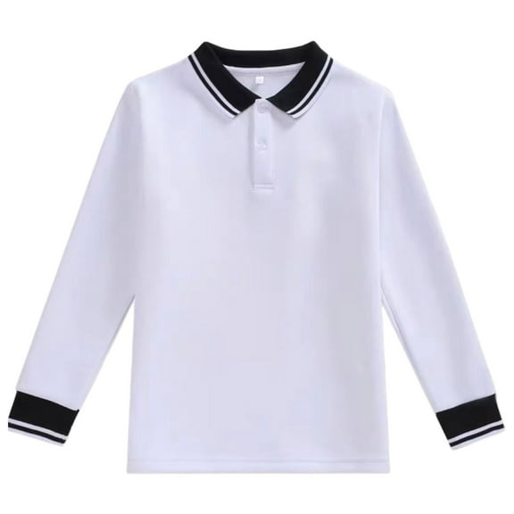 Kiijoy Toddler Boys Long Sleeve Polo Shirt School Uniform Versatile T-Shirt, Sizes 3-4