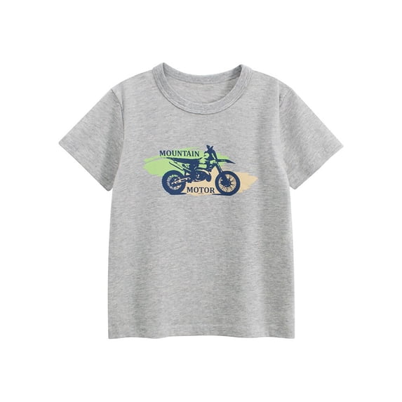 Kiijoy Toddler Boys Motorcycle Graphic T-Shirt Short Sleeve Crew Neck T Shirt Summer Tee