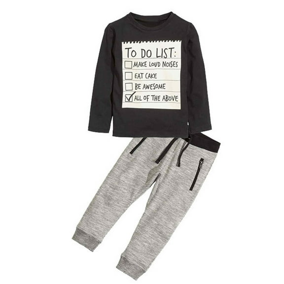 Kiijoy Toddler Boys Outfits Graphic Long Sleeve T-Shirt and Jogger Pants Set, Sizes 2-3