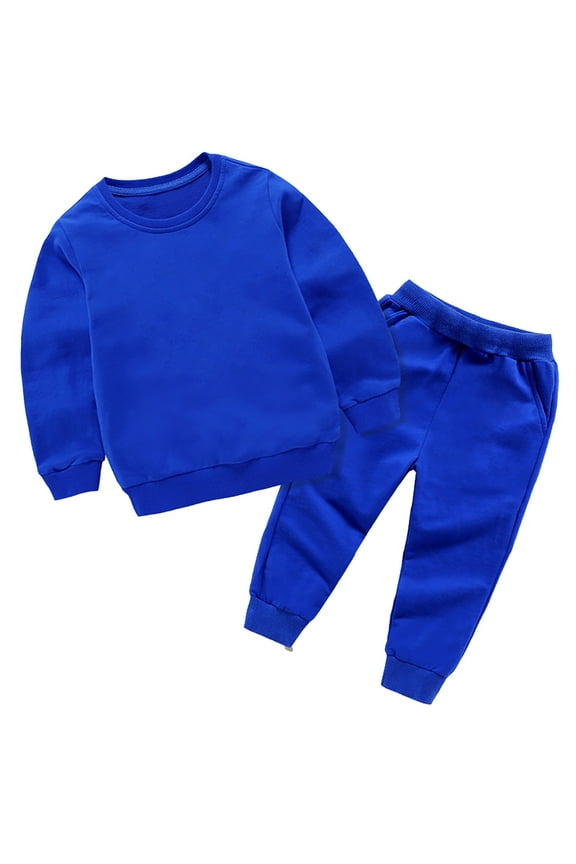 Toddler Boys Outfits Solid Color Crew Neck Sweatshirt Sweatpants Set, Sizes 4-5