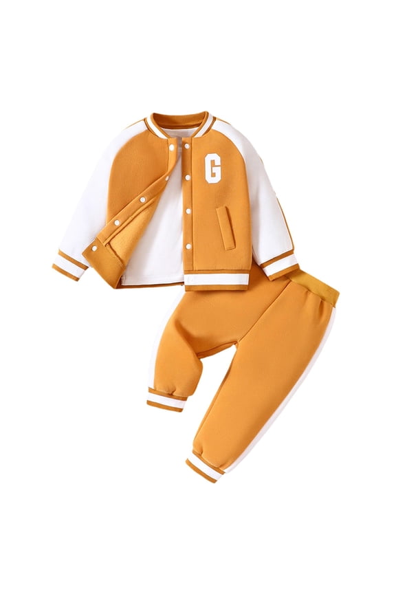 Toddler Boys Outfits Varsity Bomber Jacket Sweatpants Kids Tracksuit, Sizes 4-5