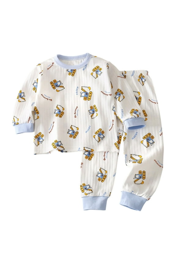 Toddler Boys Pajamas Animal Print Long Sleeve Top Pants Cozy Sleepwear, Sizes 2-3T