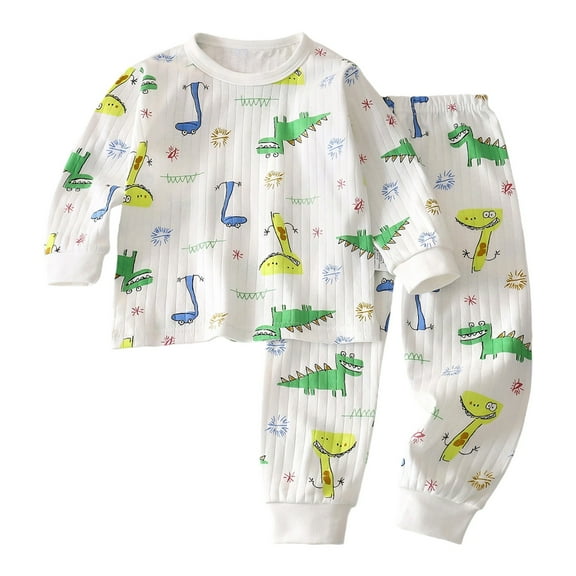 Kiijoy Toddler Boys Pajamas Animal Print Long Sleeve Top Pants Cozy Sleepwear, Sizes 2-3T