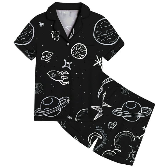 Kiijoy Toddler Boys Pajamas Short Sleeve Button Shirt Shorts Sleepwear PJs, Sizes 2-3