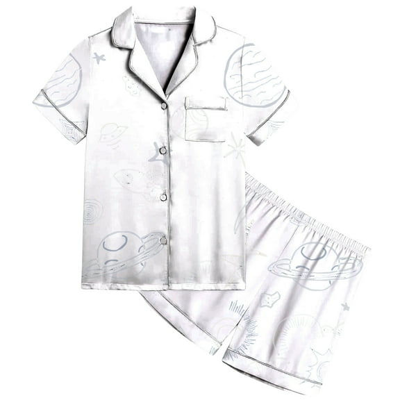 Kiijoy Toddler Boys Pajamas Short Sleeve Button Shirt Shorts Sleepwear PJs, Sizes 4-5