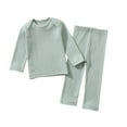 thumbnail image 1 of Kiijoy Toddler Boys Pajamas Solid Unisex Long Sleeve T-Shirt Pants Sleepwear Set, Sizes 2-3, 1 of 3