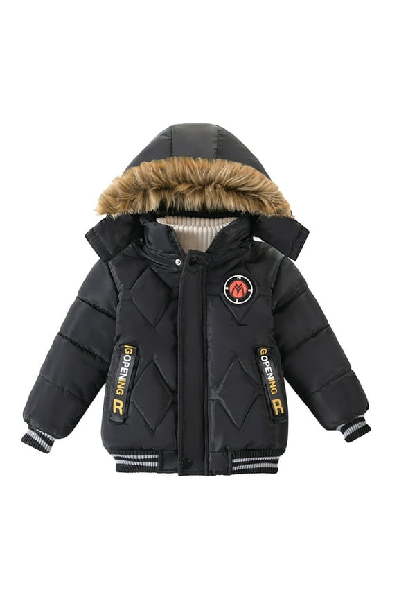 Toddler Boys Parka Jacket Winter Warm Puffer Coat Kids Hooded Overcoat, Sizes 2-3