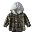 thumbnail image 1 of Kiijoy Toddler Boys Plaid Long Sleeve Hooded Shirt Cotton Casual Button Down Shirt, Sizes 3-4, 1 of 4