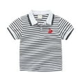 thumbnail image 1 of Kiijoy Toddler Boys Polo Shirt Striped Short Sleeve Soft T Shirt Summer Casual T-Shirt, 1 of 4